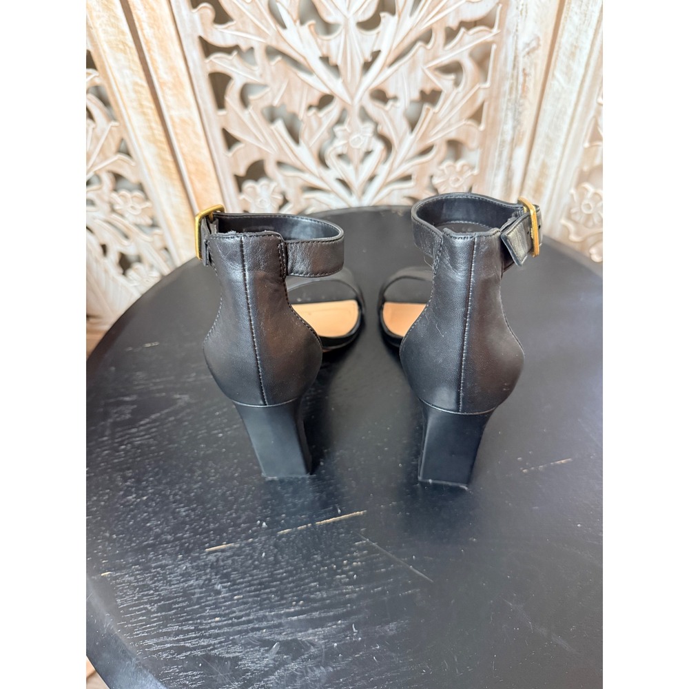 Vince Camuto Black Leather Ankle Strap Block Heel Sandals Womens 7.5 M VC-KIMINA - Picture 8 of 8